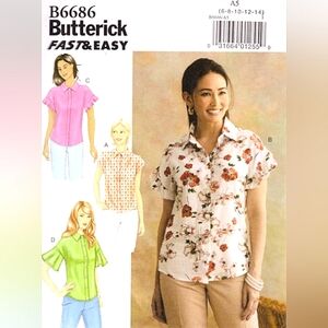 🆕Butterick 6686 Sewing Patterns, New Shirt Patterns, 4 Variations